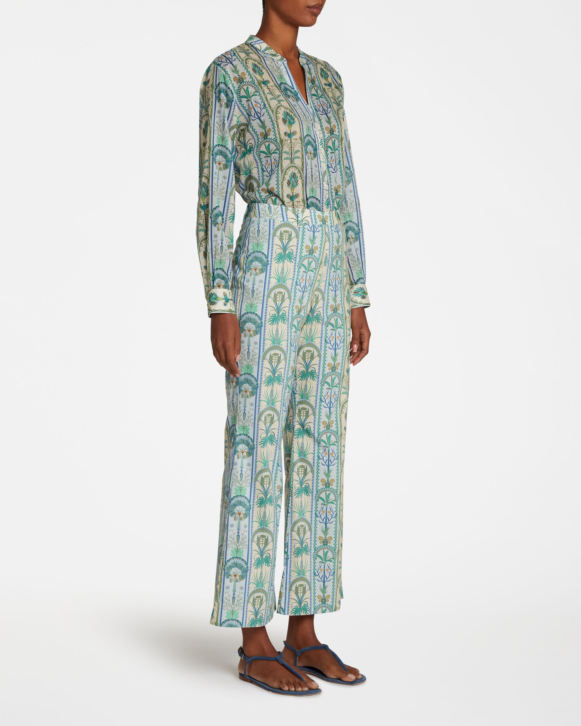 Blouse with tunisian collar - Blue