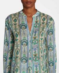 Blouse with tunisian collar - Blue