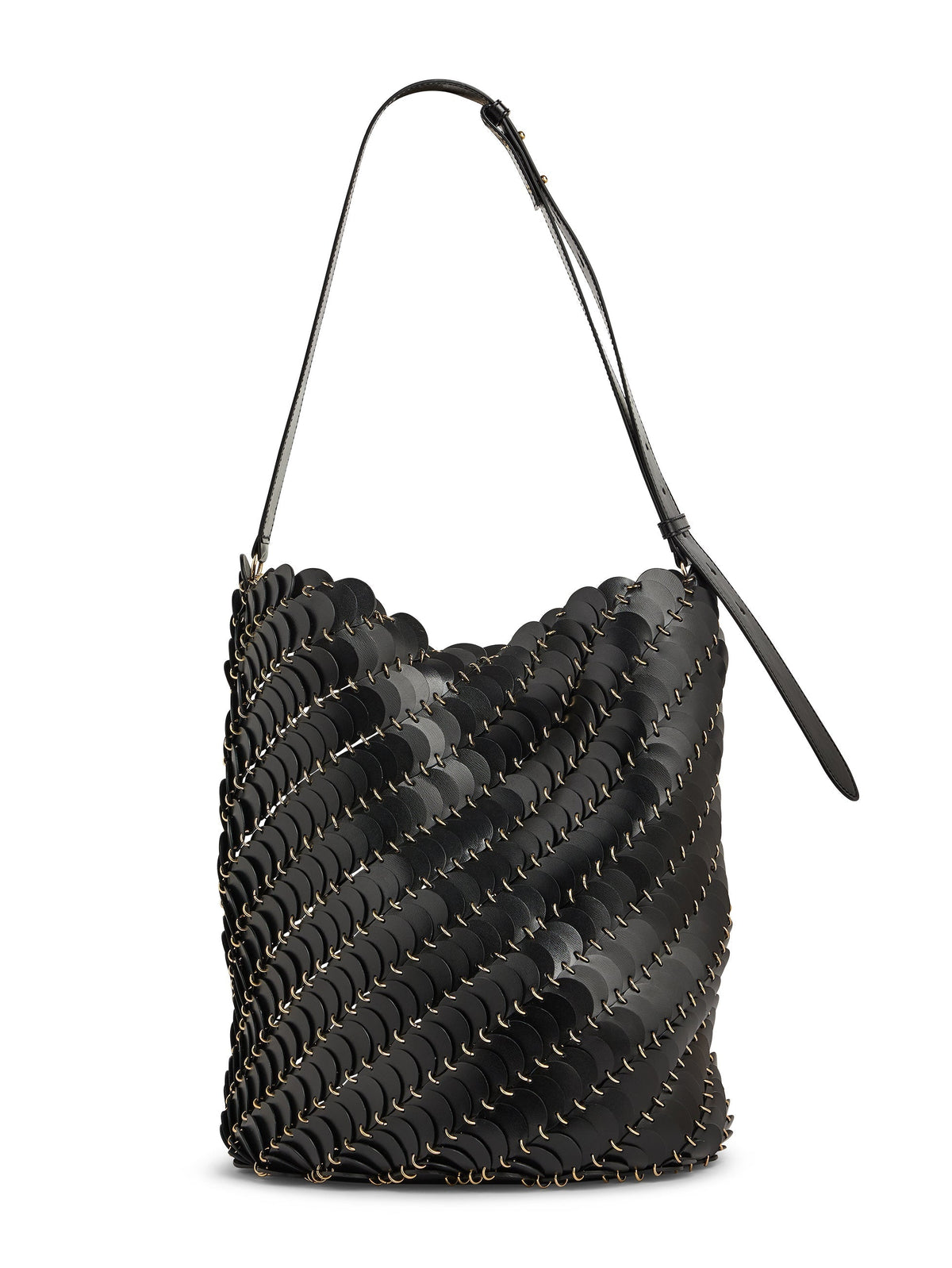 Grand sac seau Paco en cuir - Black