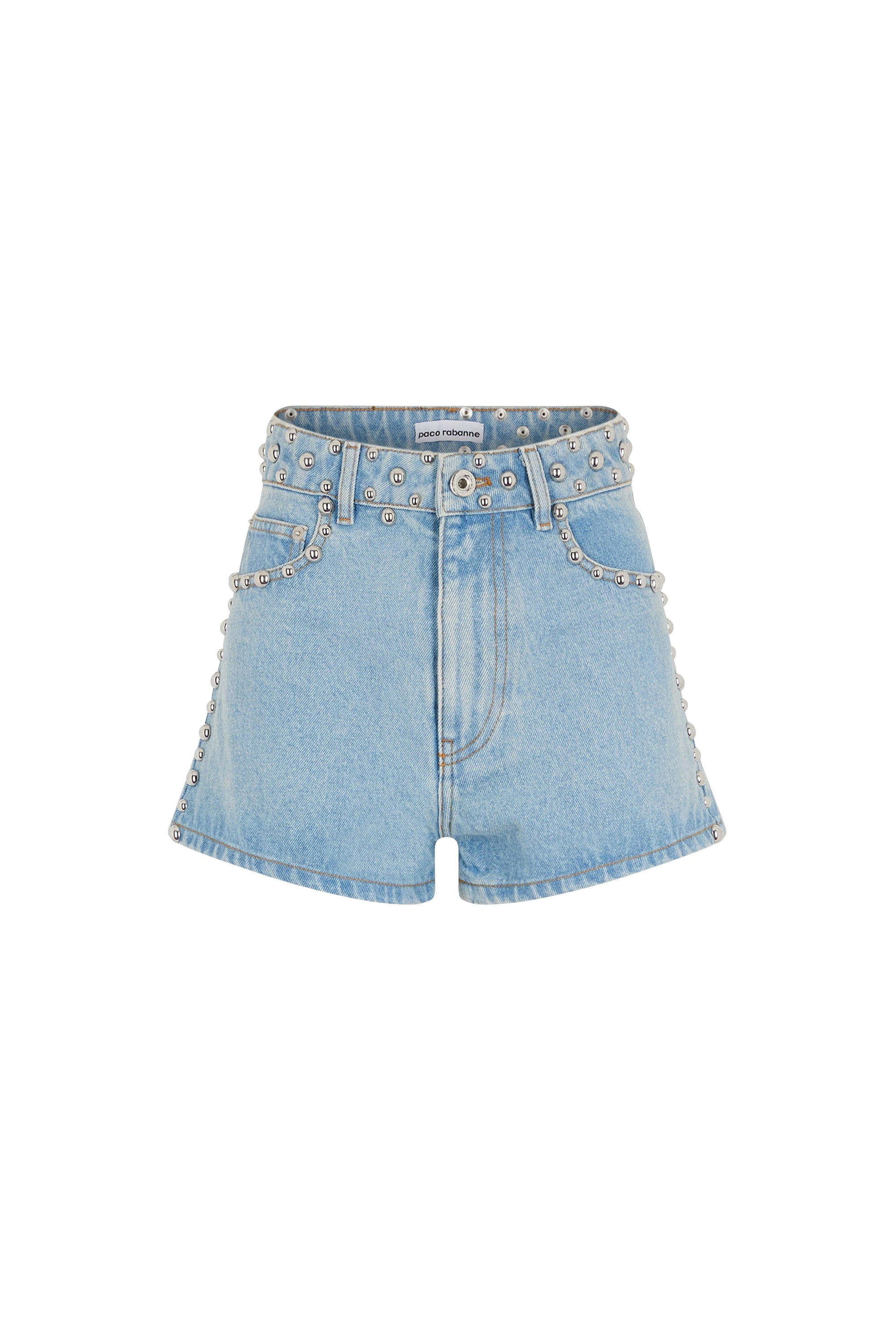 Studded denim shorts - Light Blue Denim