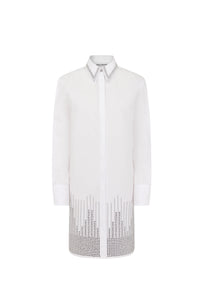 Robe chemise classique en popeline à clous - Optical White