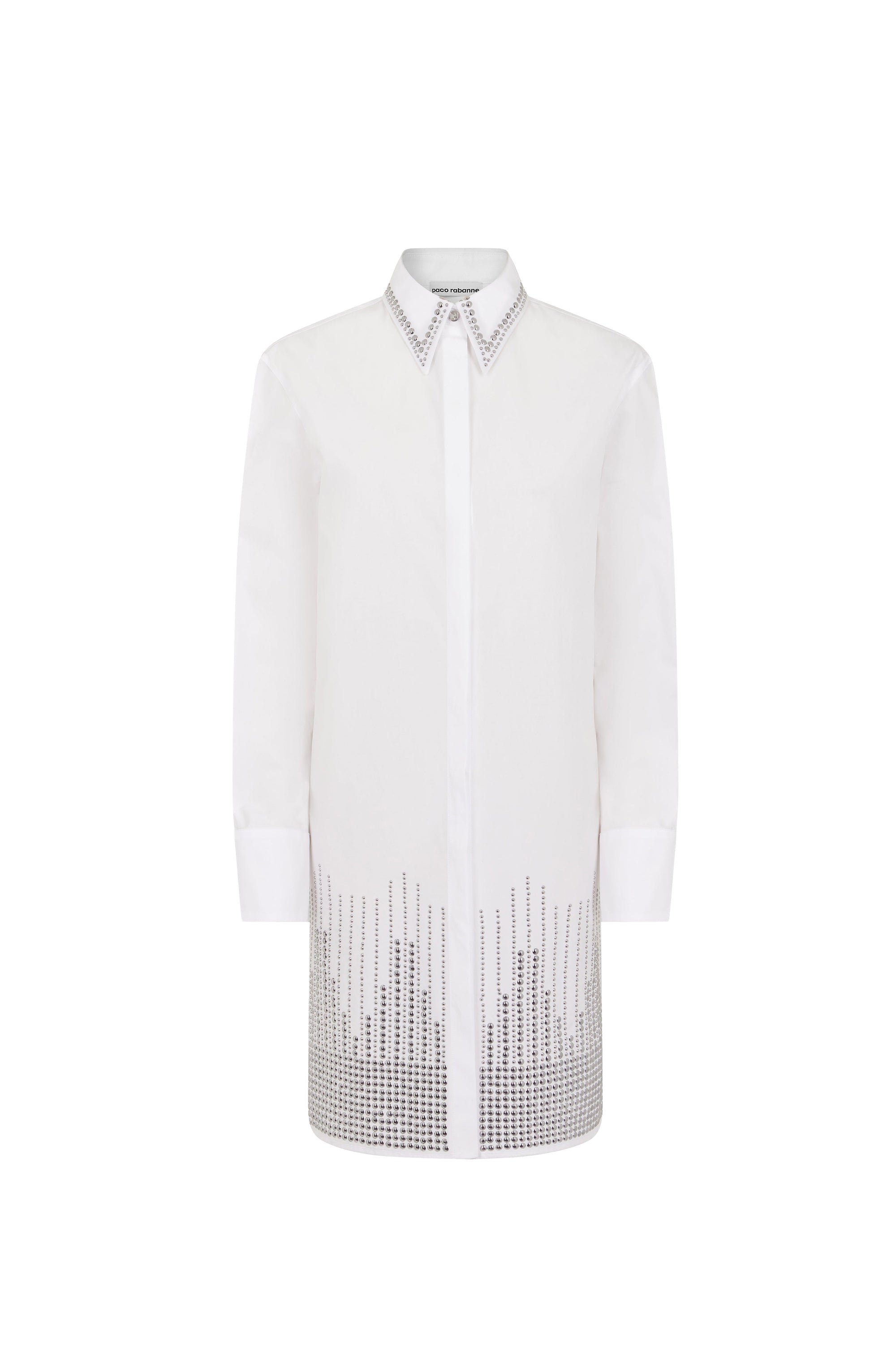 Robe chemise classique en popeline à clous - Optical White