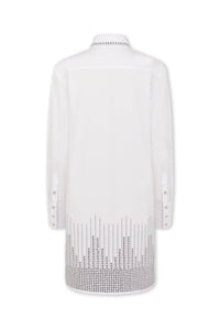 Robe chemise classique en popeline à clous - Optical White