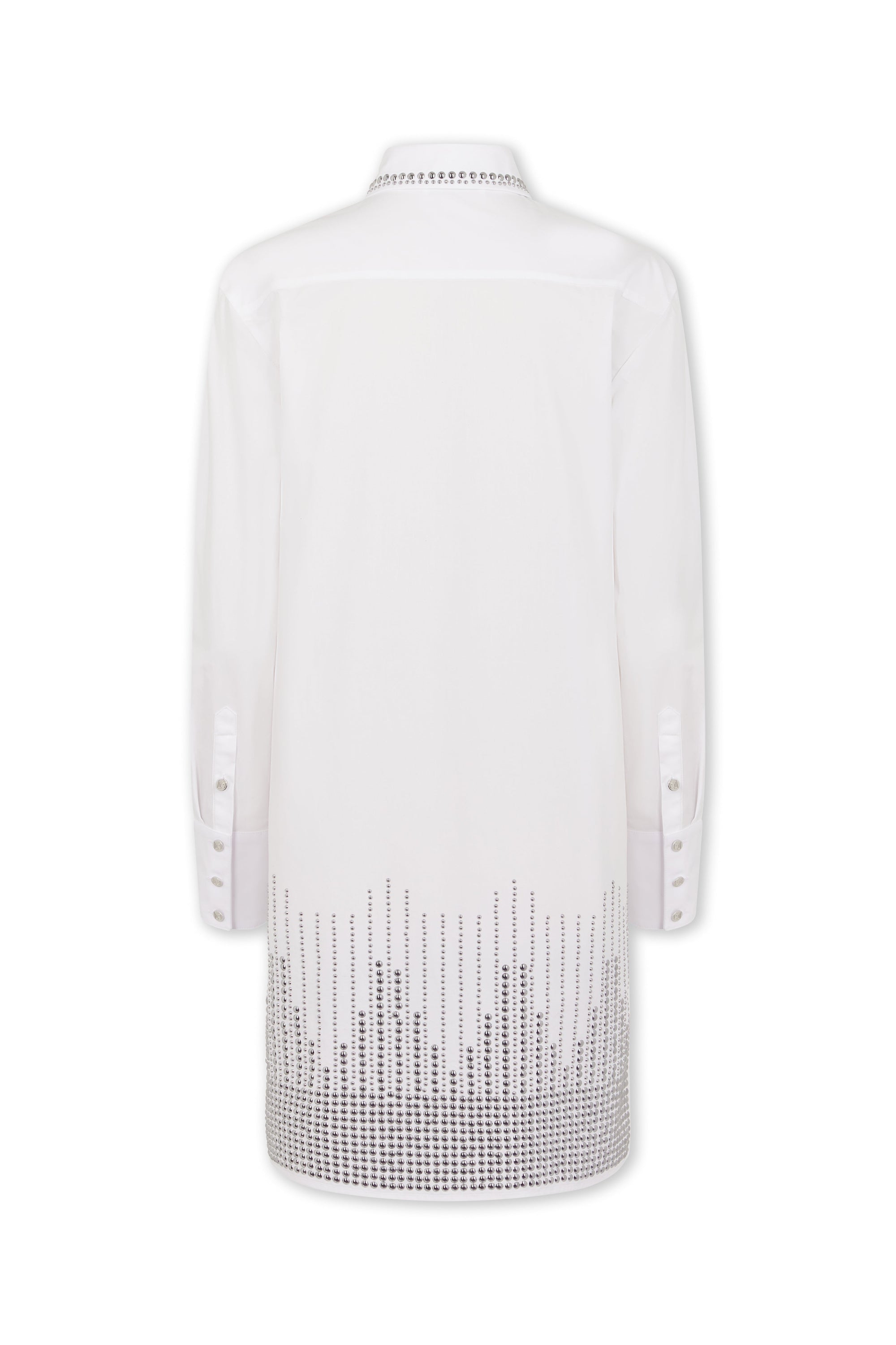 Robe chemise classique en popeline à clous - Optical White
