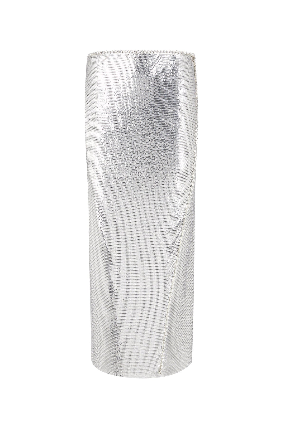 Jupe portefeuille en mesh à pression - Silver