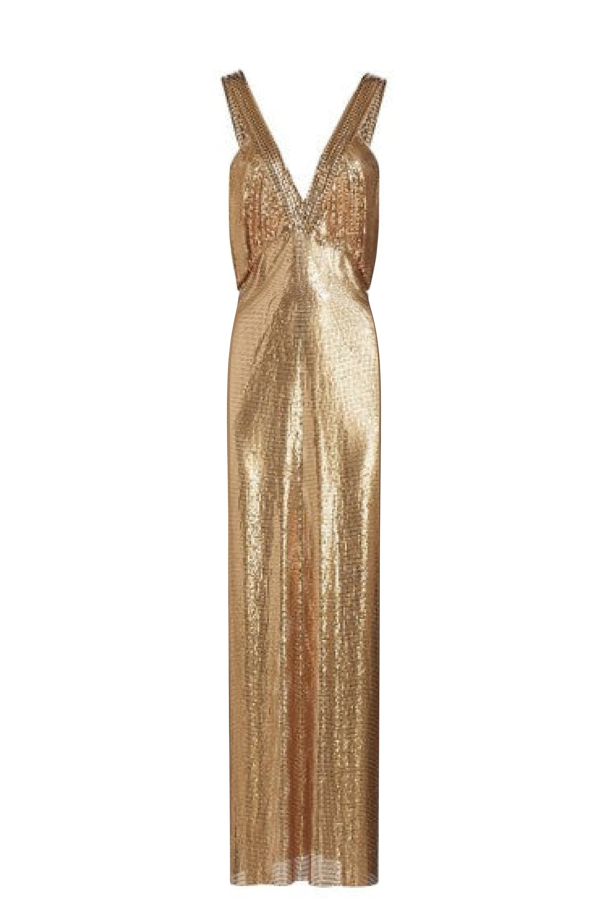 Robe longue scintillante à bretelles - Gold