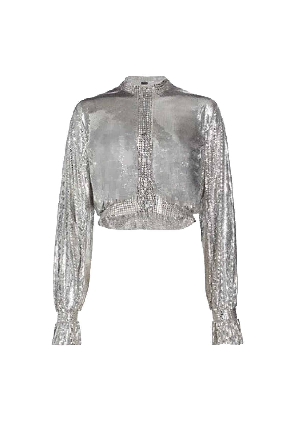 Top court boutonné scintillant - Silver