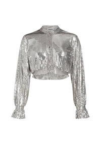 Gilet court boutonné scintillant - Silver