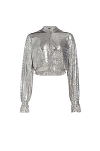 Top court boutonné scintillant - Silver