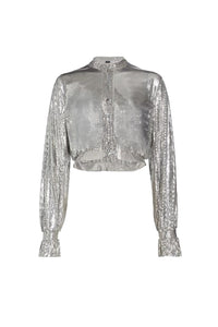 Top court boutonné scintillant - Silver