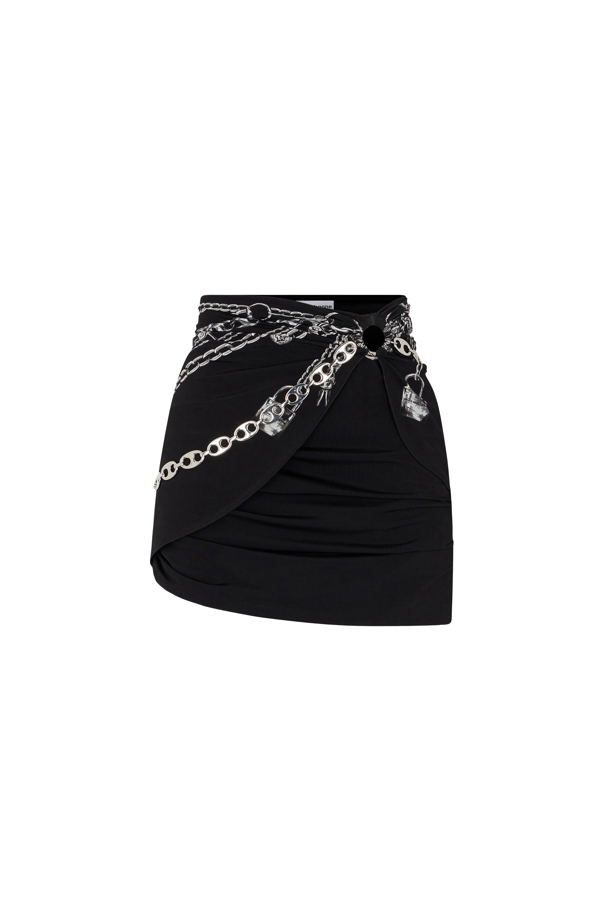 Jupe courte imprimé à mousqueton et chaîne - Silver Punk Chain