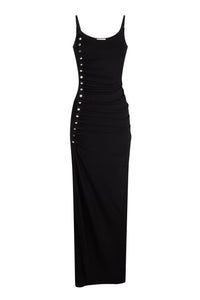 Drapey long dress with press studs - Black