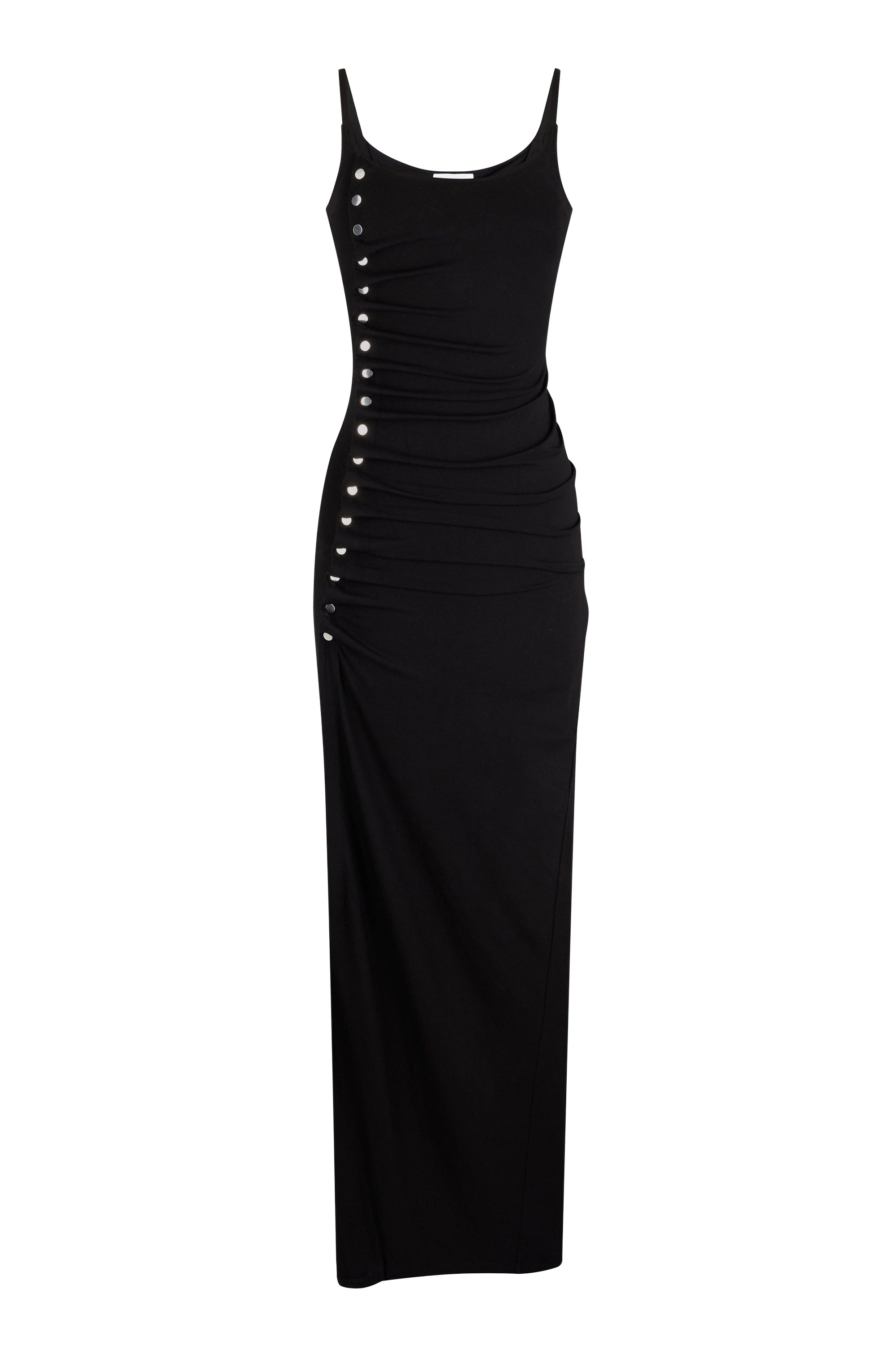 Drapey long dress with press studs - Black