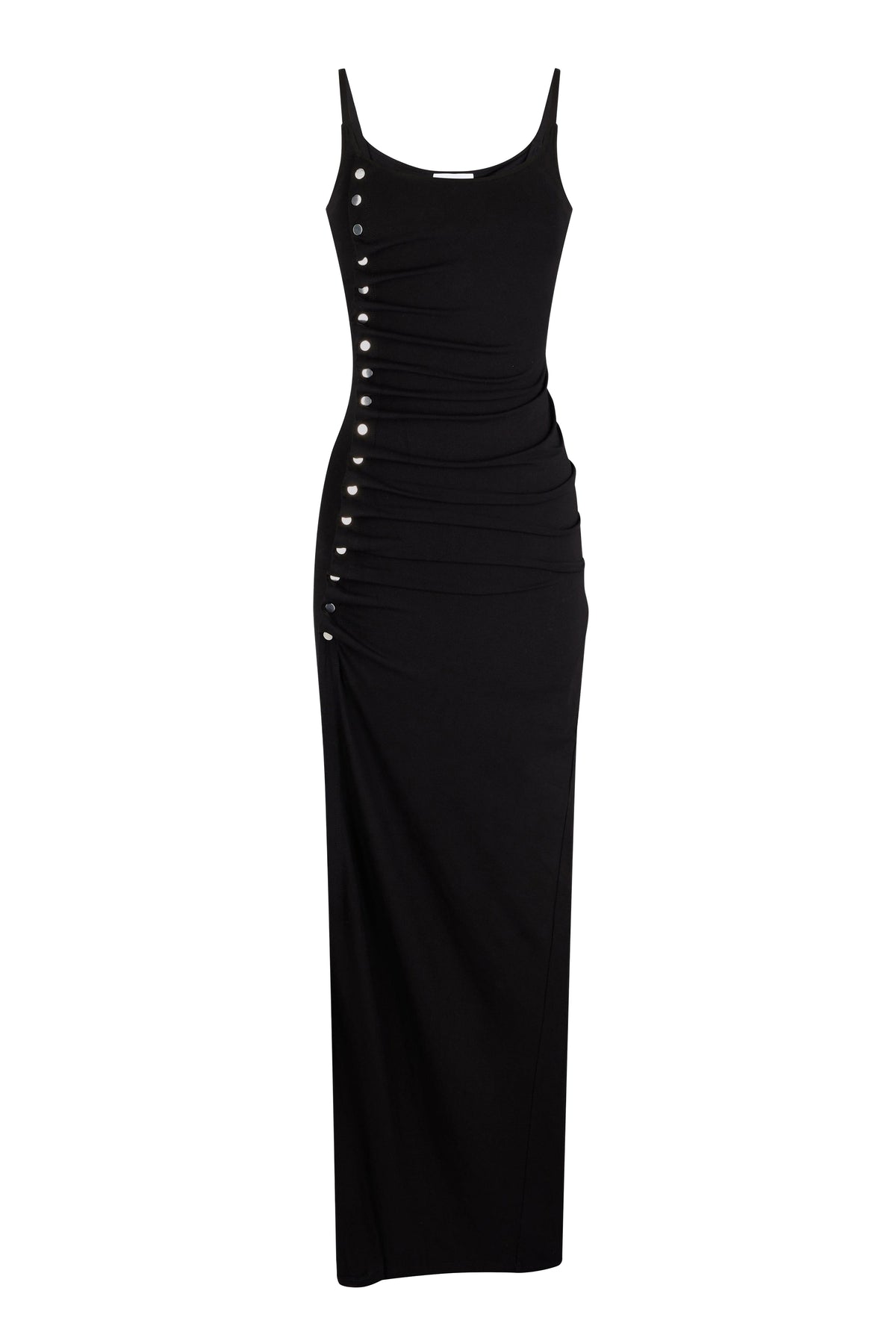 Robe longue drapée à pression - Black