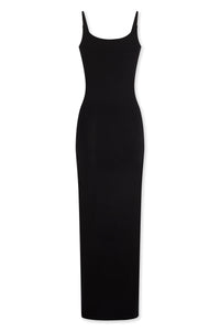 Drapey long dress with press studs - Black