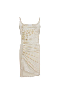 Short draped dress with snaps - Silver & Gold