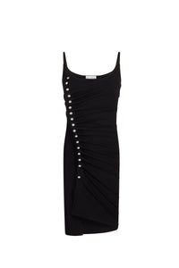 Robe courte drapée à pression - Black