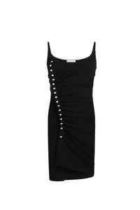 Robe courte drapée à pression - Black