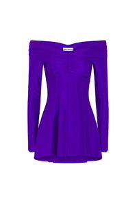 Long-sleeved boat neck top - Purple