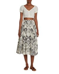 Printed flowing midi skirt - Gray