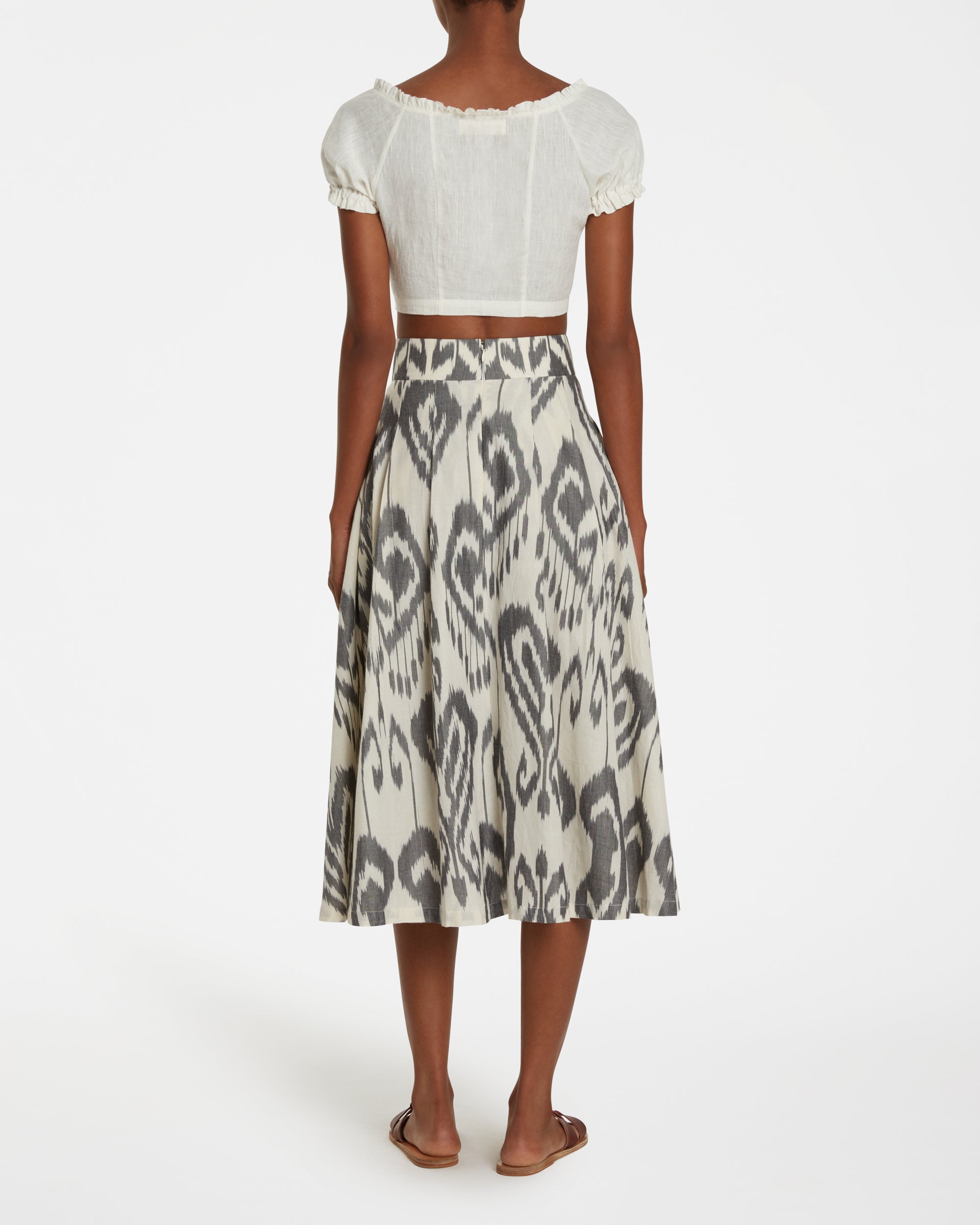 Printed flowing midi skirt - Gray