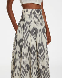 Printed flowing midi skirt - Gray