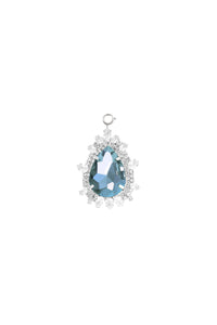 Drop pendant with brass crystal - Aquamarine & Silver