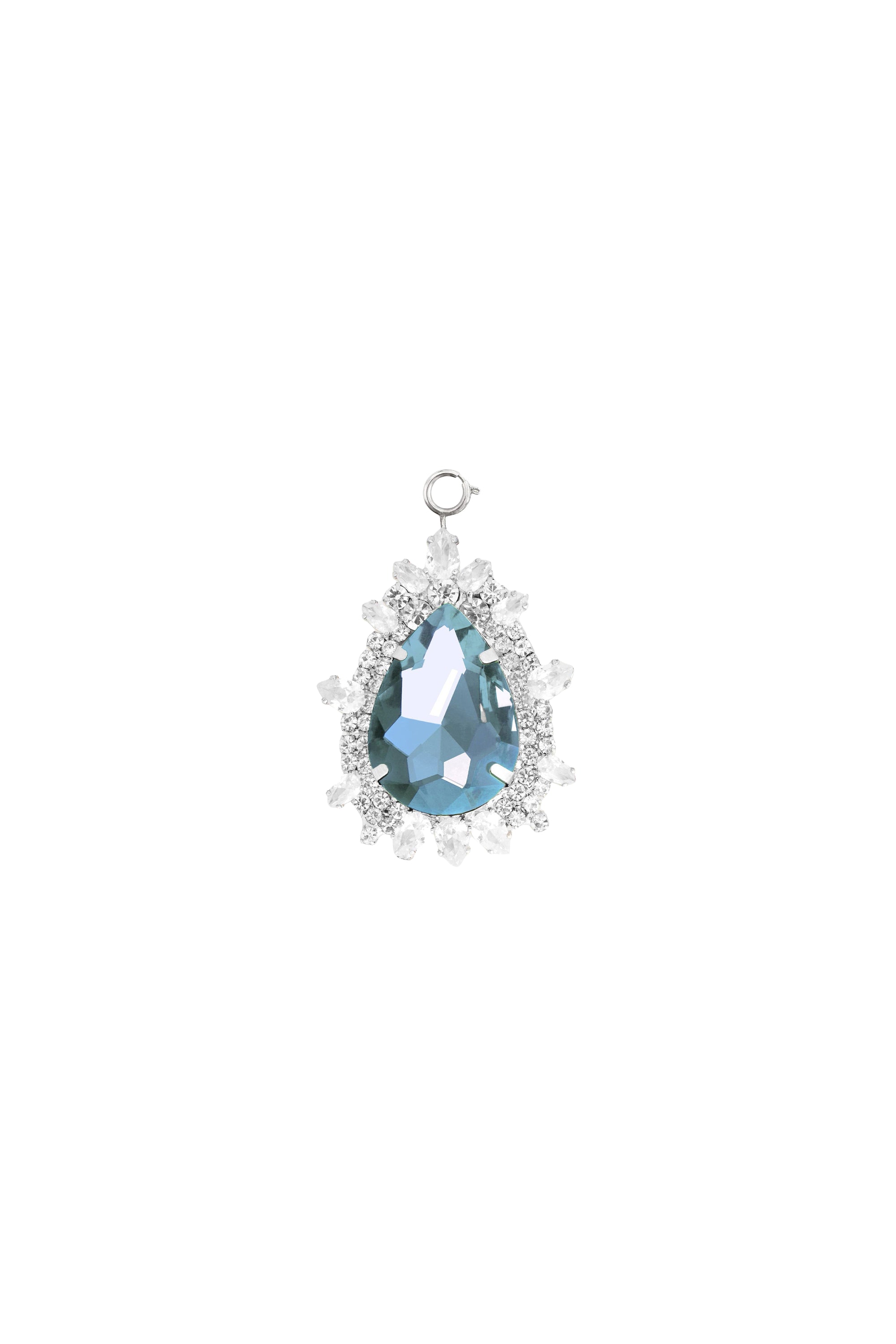 Drop pendant with brass crystal - Aquamarine & Silver