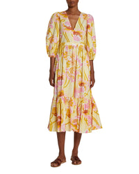 V-neck midi dress - Yellow