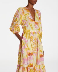 V-neck midi dress - Yellow