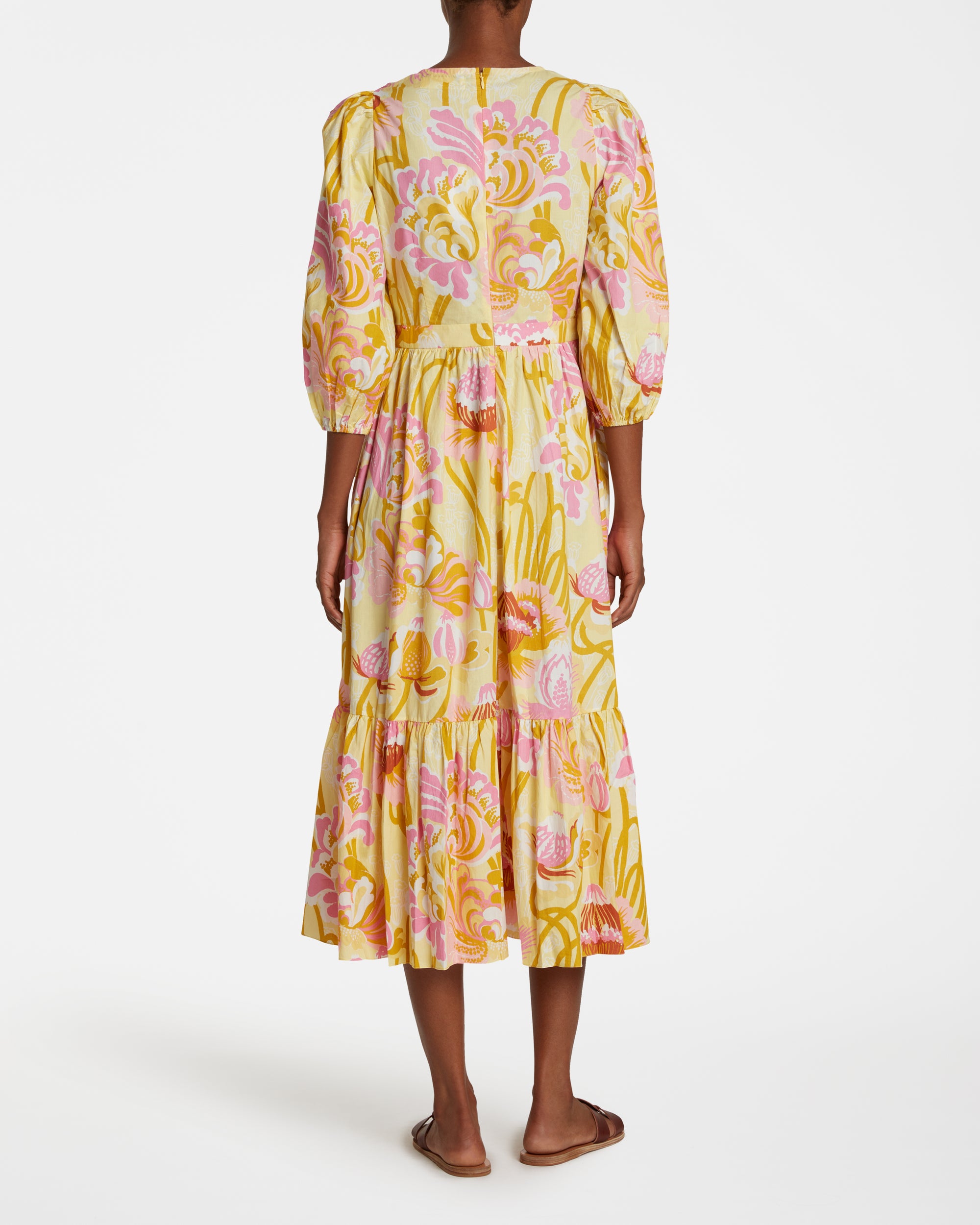 V-neck midi dress - Yellow