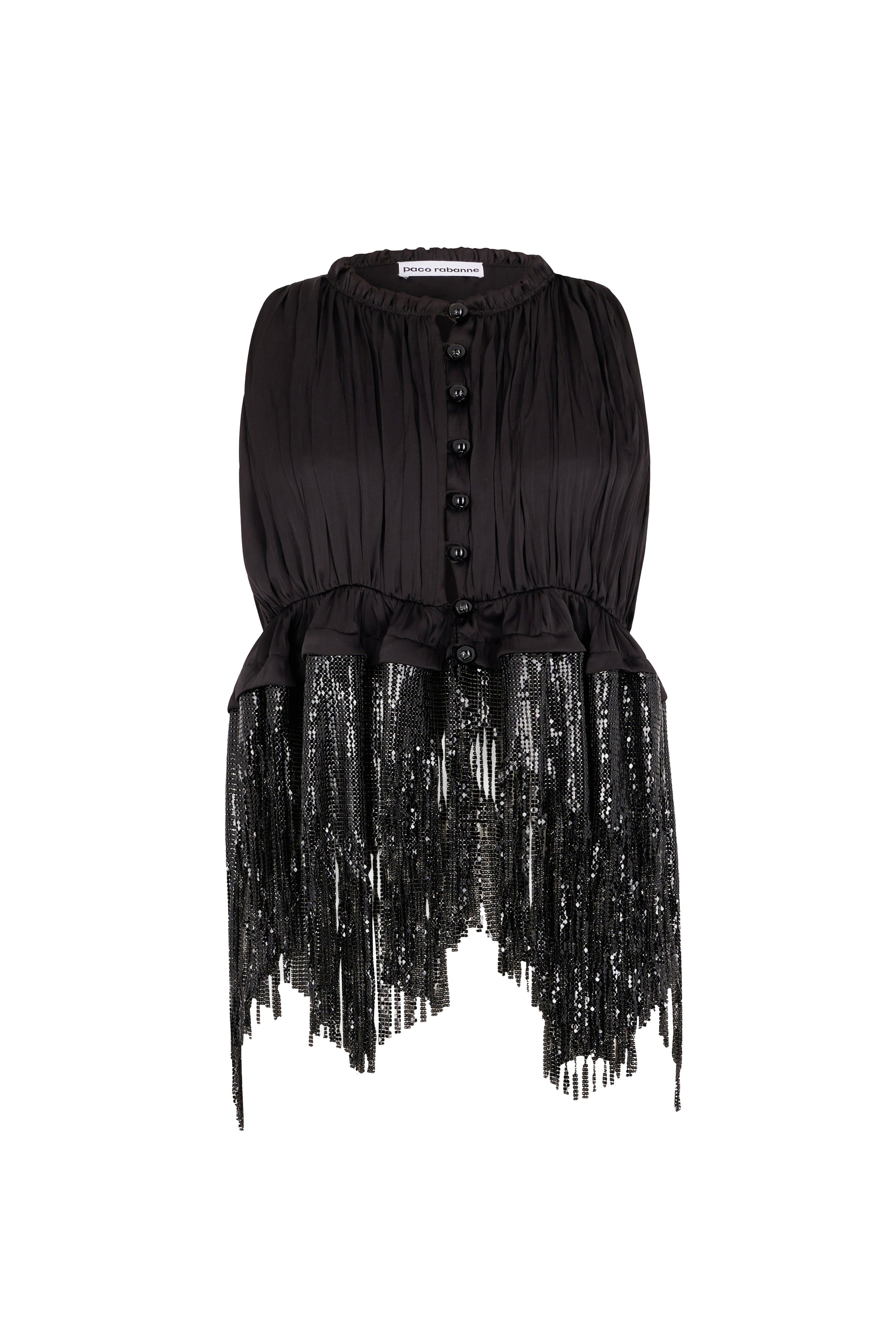 Sleeveless satin cardigan top - Black