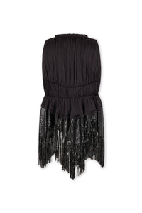 Sleeveless satin cardigan top - Black