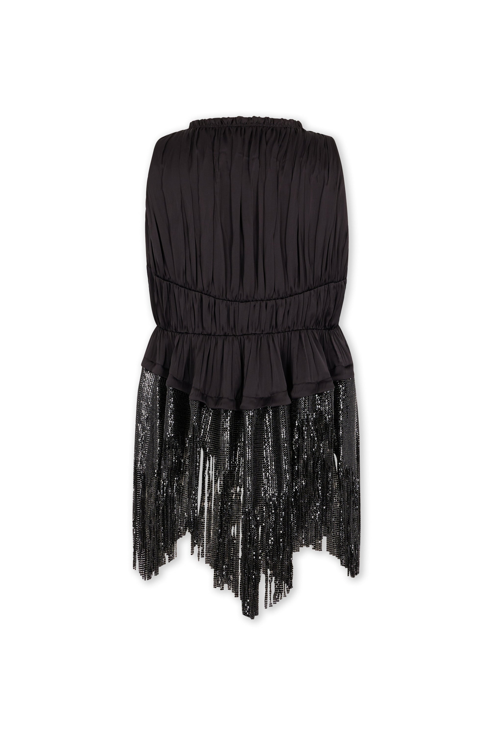 Sleeveless satin cardigan top - Black