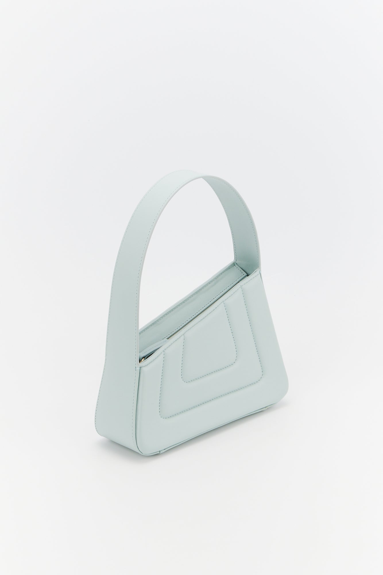 LIGHT BLUE ALBERT SMALL QUILTED Mini-sac asymétrique en cuir matelassé