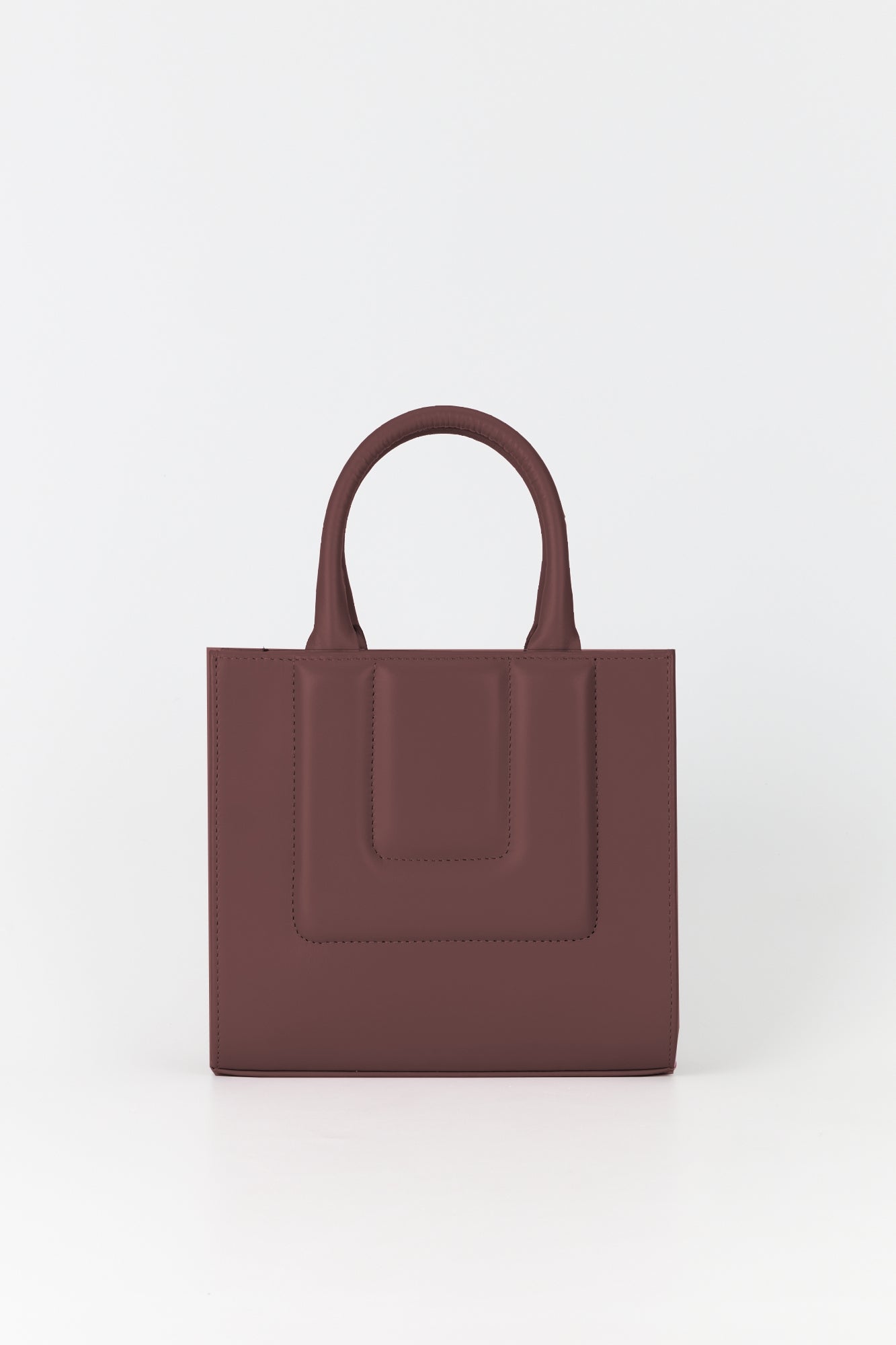 BURGUNDY SMALL SOL TOTE QUILTED petit sac fourre-tout structuré en cuir