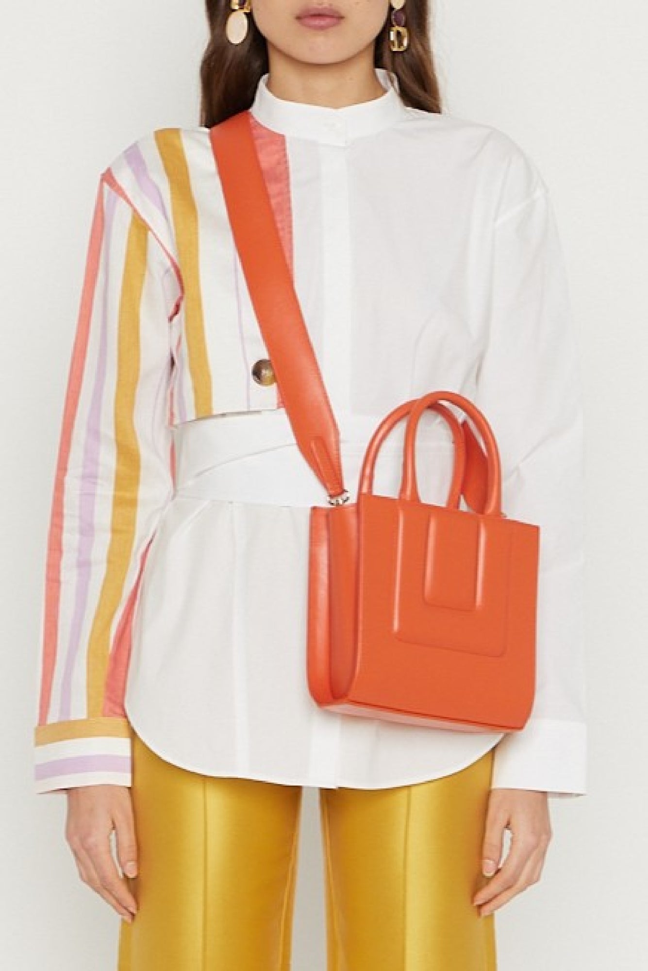 ORANGE SMALL SOL TOTE QUILTED petit sac fourre-tout structuré en cuir