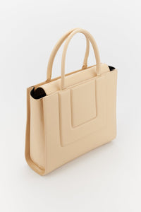 BEIGE MEDIUM SOL TOTE QUILTED sac fourre-tout structuré en cuir