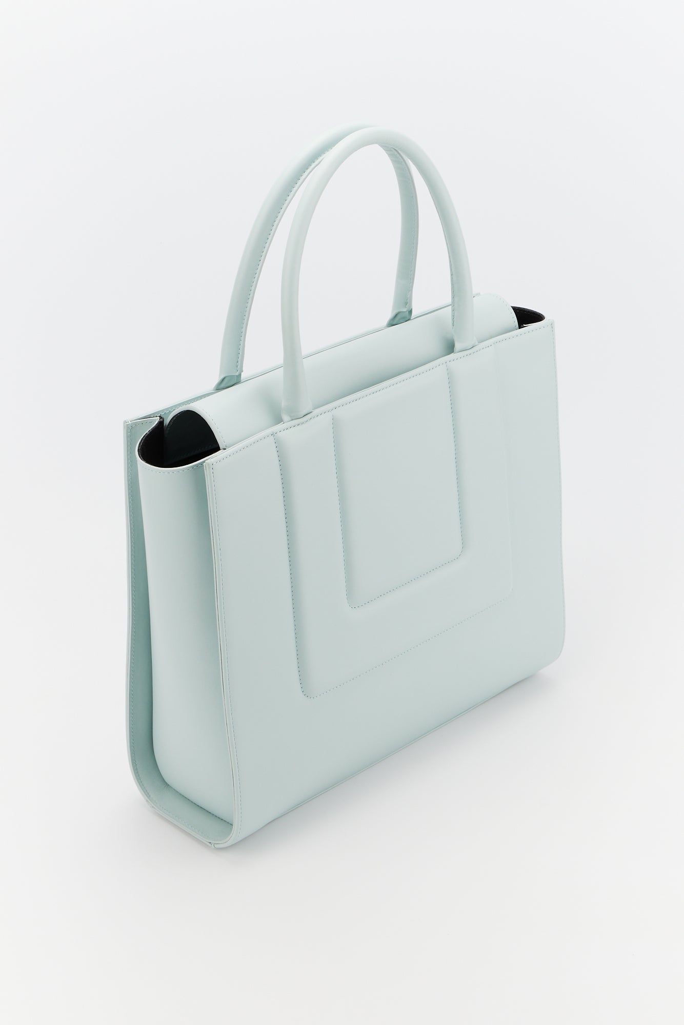 LIGHT BLUE MEDIUM SOL TOTE QUILTED sac fourre-tout structuré en cuir