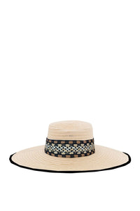 NATURAL & BLACK ANNIE STRAW chapeau de paille à larges bords