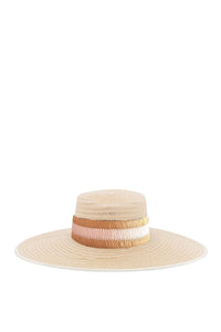 NATURAL & WHITE ANNIE STRAW chapeau de paille à larges bords