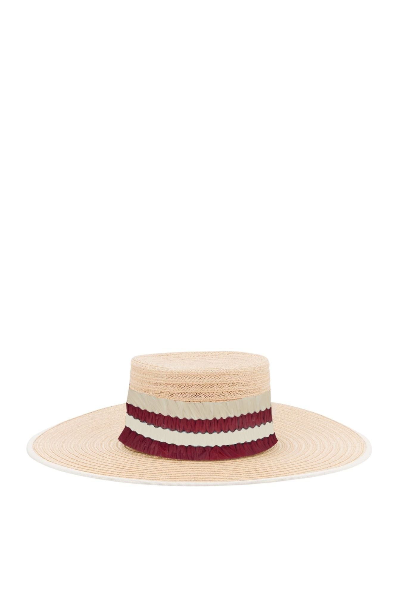 BURGUNDY CARRE STRAW chapeau de paille