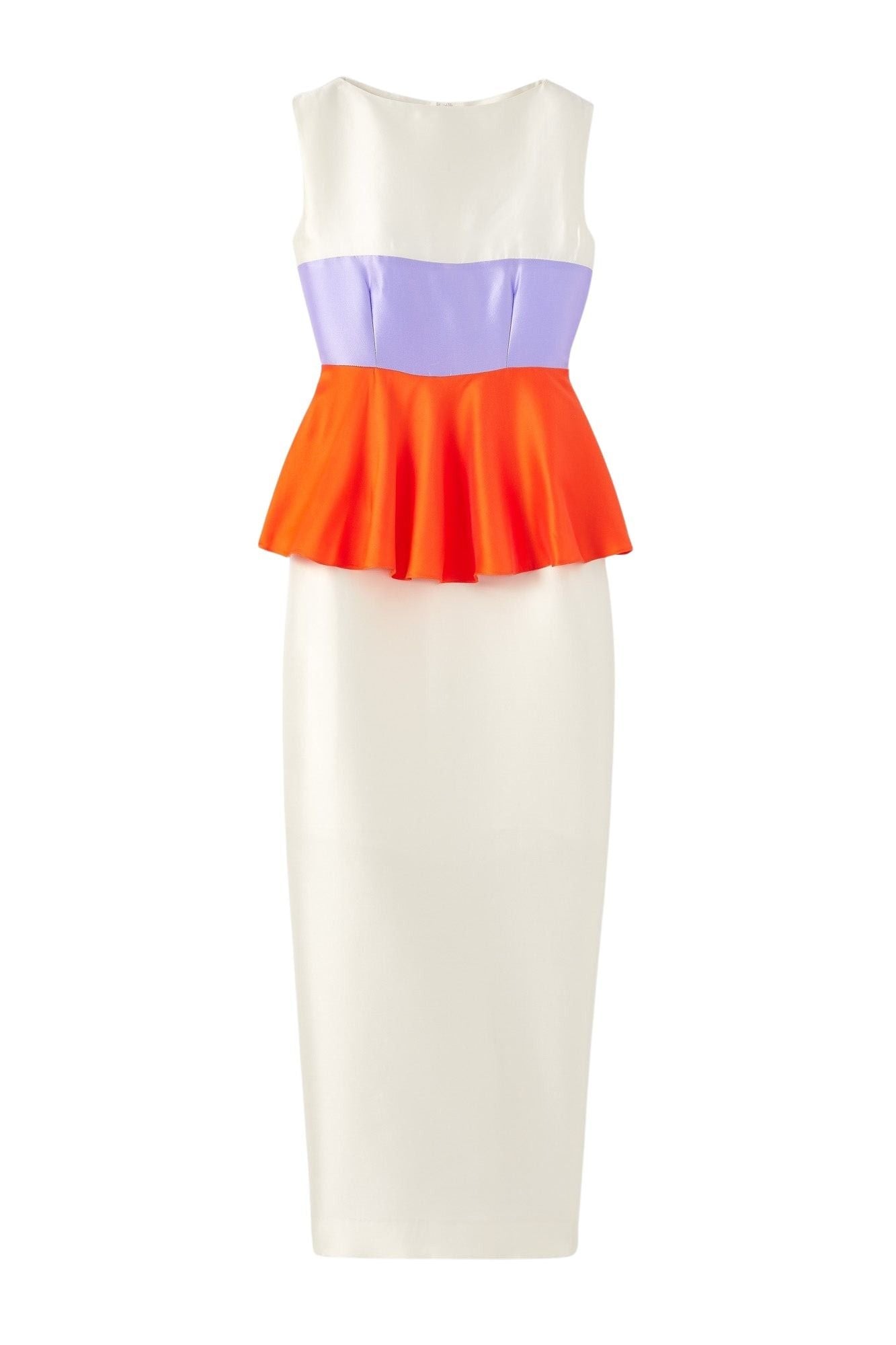 WHITE, ORANGE & LILAC CY DRESS Robe de soirée
