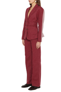BURGUNDY & LILAC HENRY JACKET Blazer ceinturé