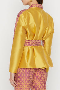 FUCHSIA & YELLOW HENRY JACKET JACQUARD Blazer ceinturé