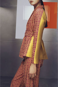 FUCHSIA & YELLOW HENRY JACKET JACQUARD Blazer ceinturé