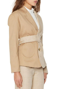BEIGE & SAND HENRY JACKET BICOLOR FRONT Blazer ceinturé