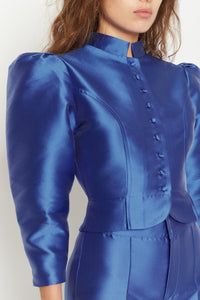 COBALT AMOAKO SMART veste à manches bouffantes en satin