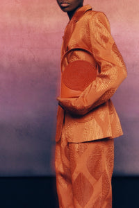 RUST ANDY JACQUARD LOSANGE blazer ceinturé oversize