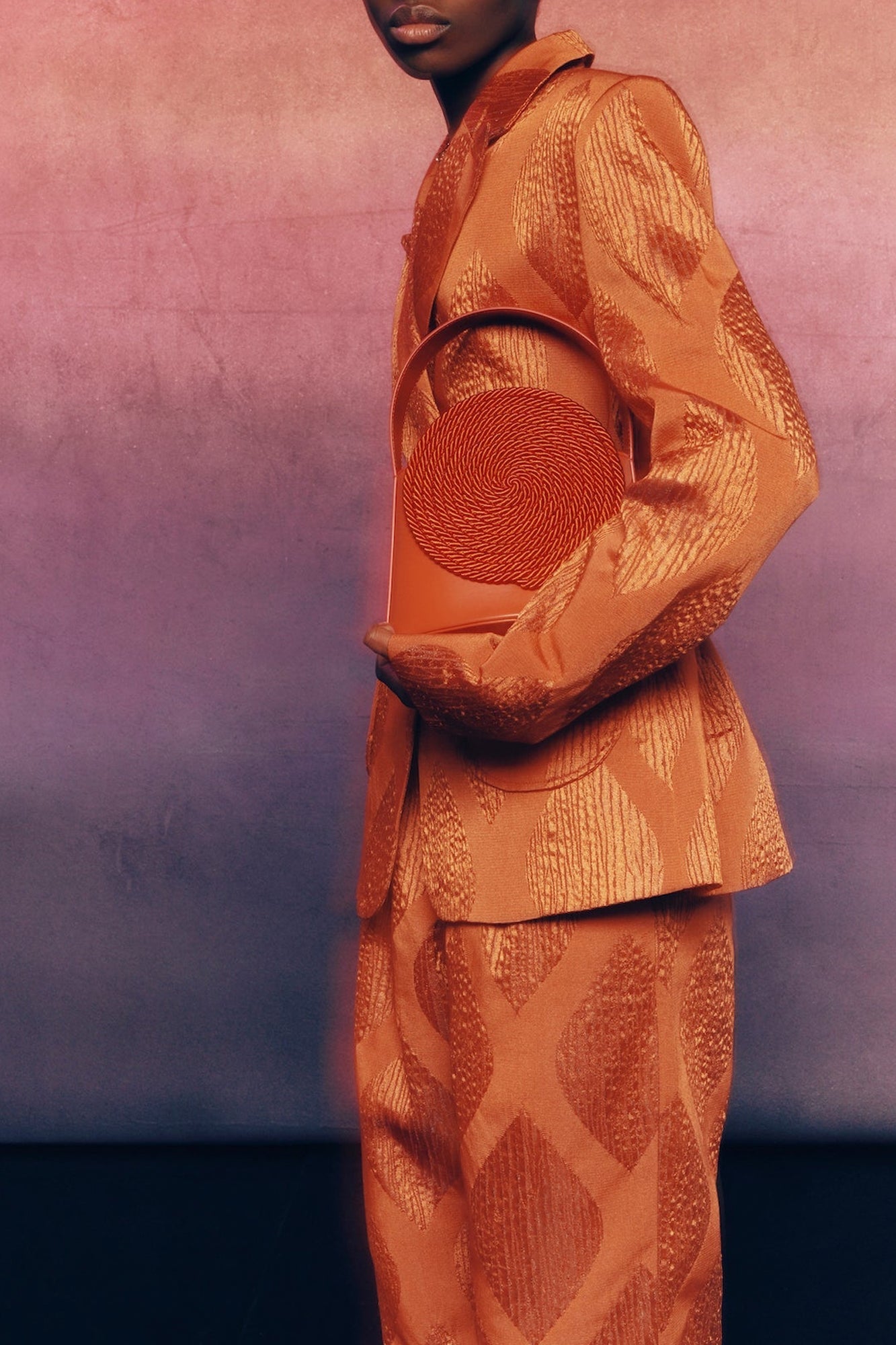 RUST ANDY JACQUARD LOSANGE blazer ceinturé oversize